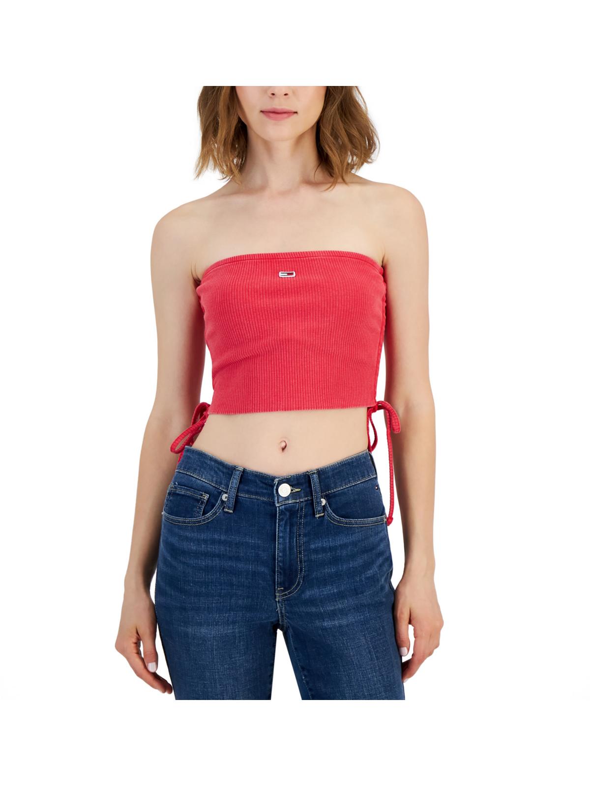 

Женский топ-халтер в рубчик без бретелек Tommy Jeans, цвет pomona