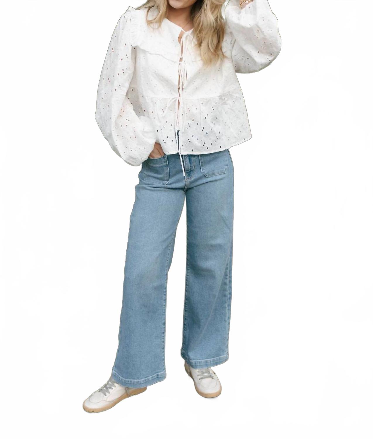 

Джинсовые брюки с накладными карманами и расклешенными штанинами JUST BLACK DENIM, Denim