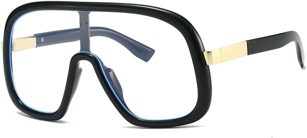 

Винтажные большие цельные солнцезащитные очки для женщин и мужчин в стиле панк, популярная модель с крупной оправой и защитой от УФ-излучения UV400 TVTBBVV, Black Clear