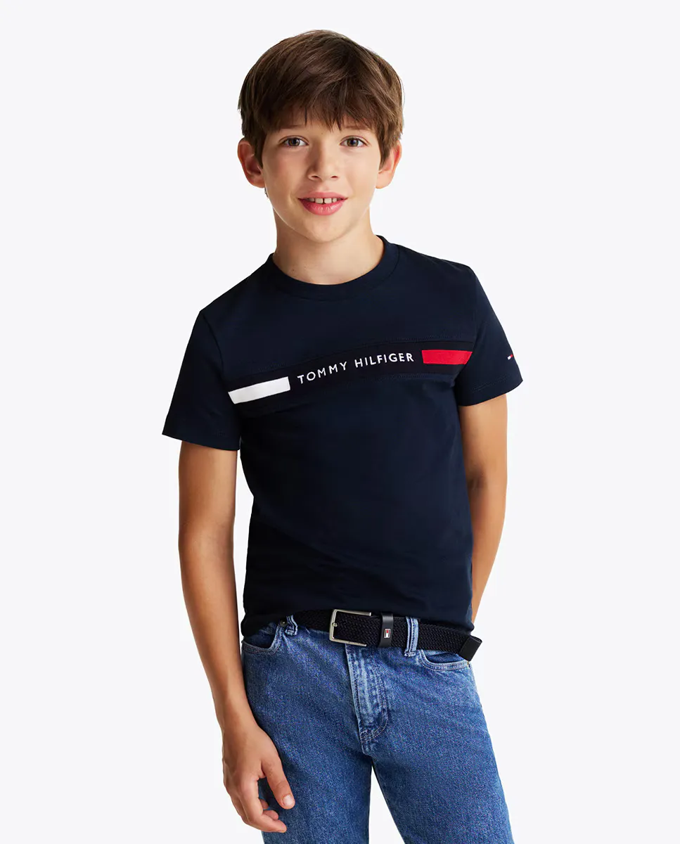 

Футболка для мальчиков с круглым вырезом, однотонная Tommy Hilfiger, синий