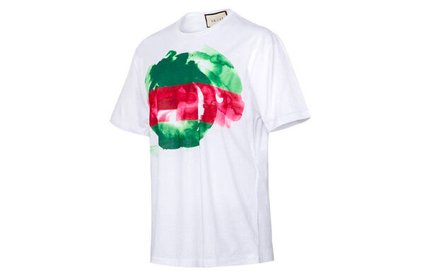 Футболка GUCCI Print With Round Neck And Short Sleeves Unisex White, белый — фото 3
