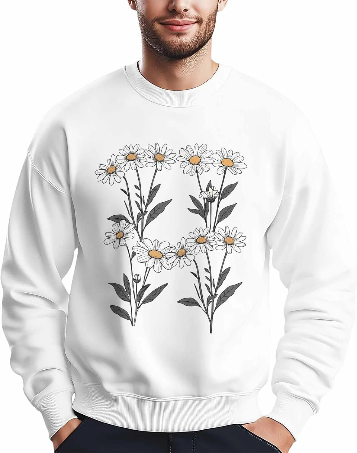 

Мужской свитшот с принтом цветов маргаритки Winvebermior