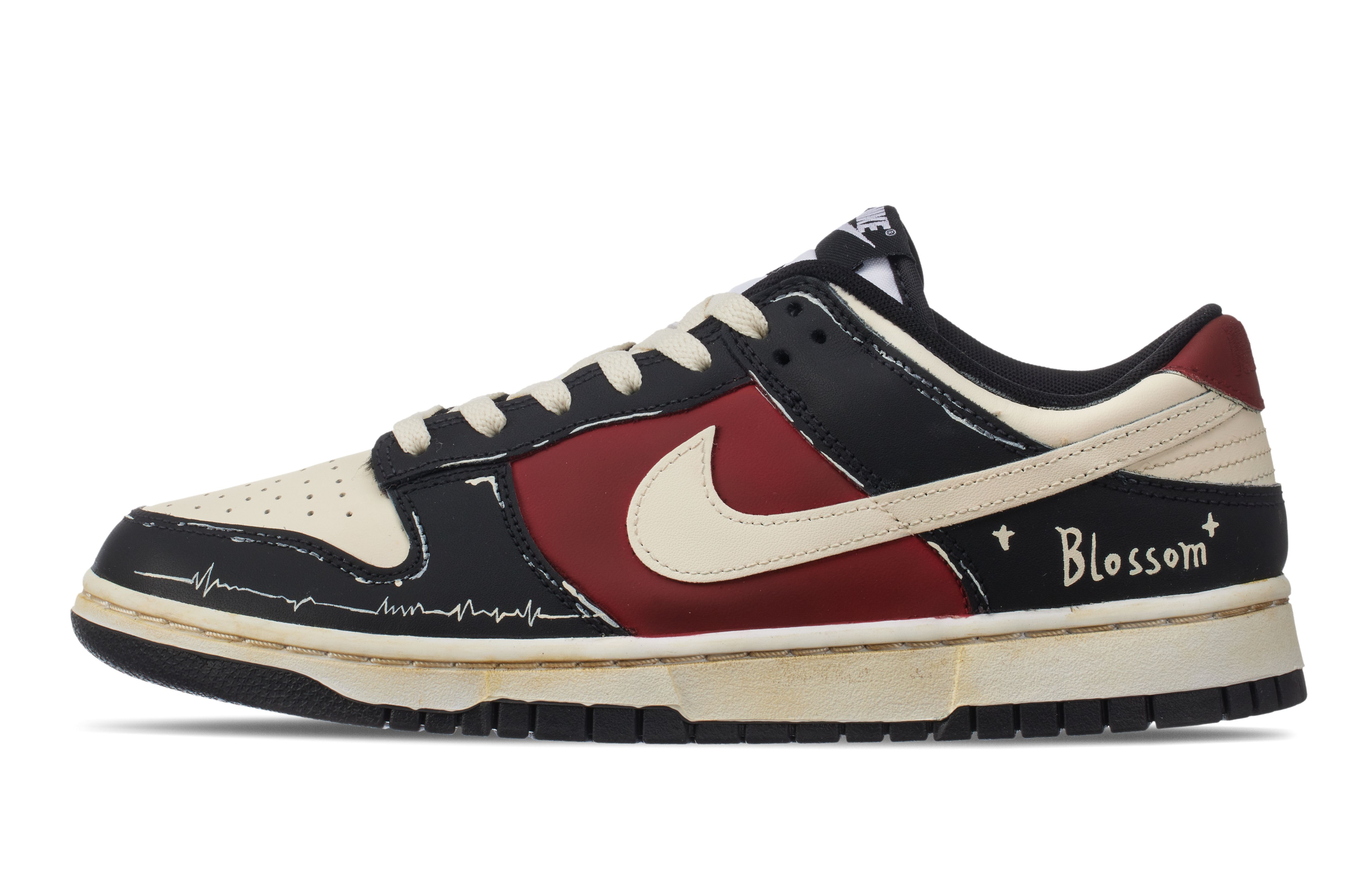 

Кроссовки Nike Dunk Skateboarding Shoes Unisex Low-top Beige/Black/Red, бежевый/черный/красный