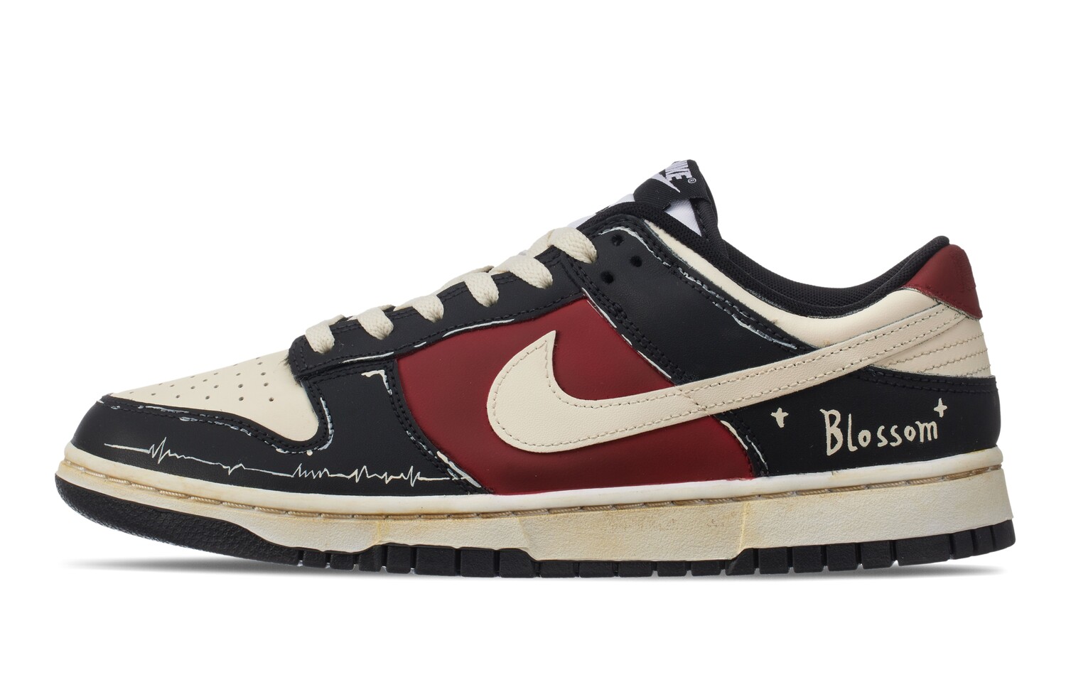 Кроссовки Nike Dunk Skateboarding Shoes Unisex Low-top Beige/Black/Red, бежевый/черный/красный