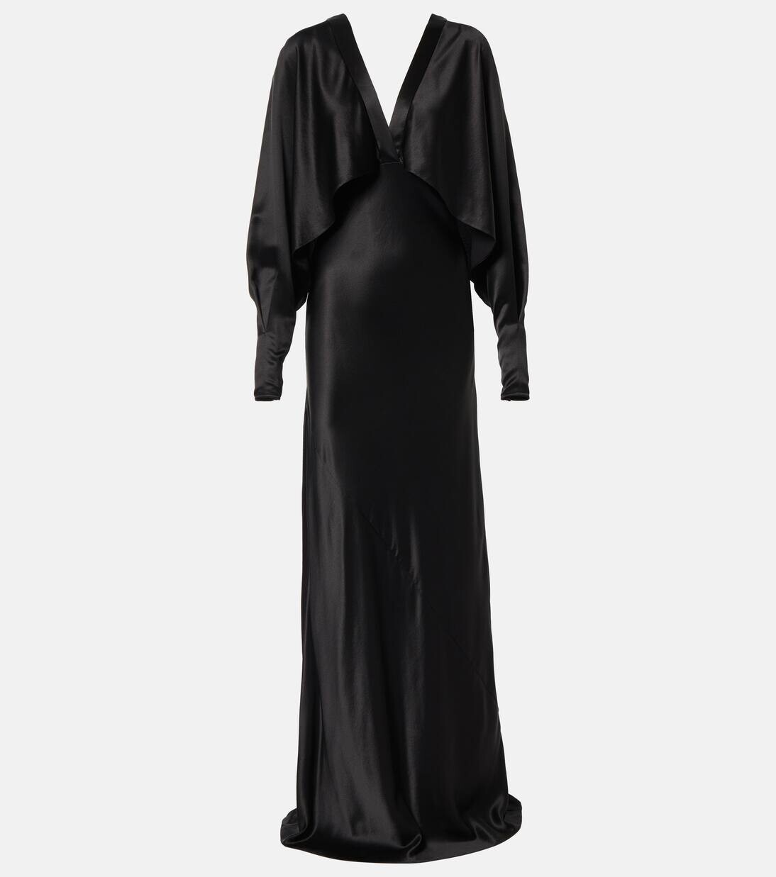 

Атласное платье Saint Laurent, черный