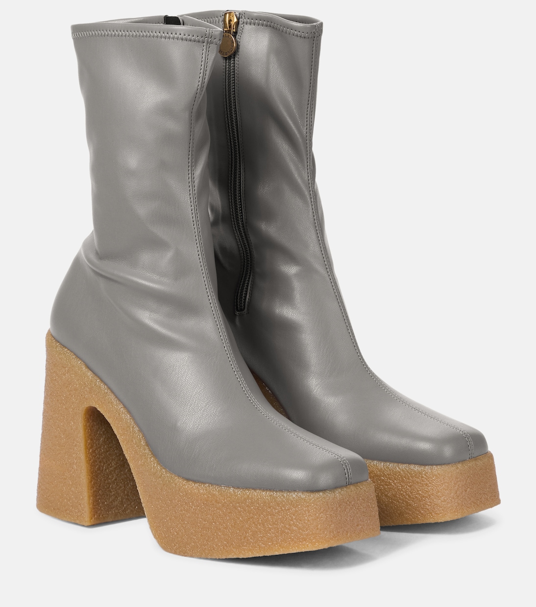 Ботильоны из искусственной кожи на платформе Stella McCartney, Pale Grey