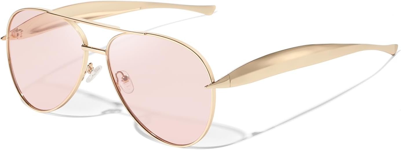 

Солнцезащитные очки-авиаторы Kimorn 2025 в стиле ретро, ​​золотистые, большие, для женщин и мужчин, классические металлические солнцезащитные очки 70-х годов, Gold/Pink