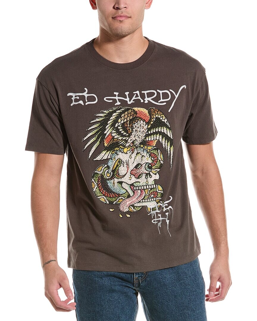 

Футболка с боевым черепом Ed Hardy, серый