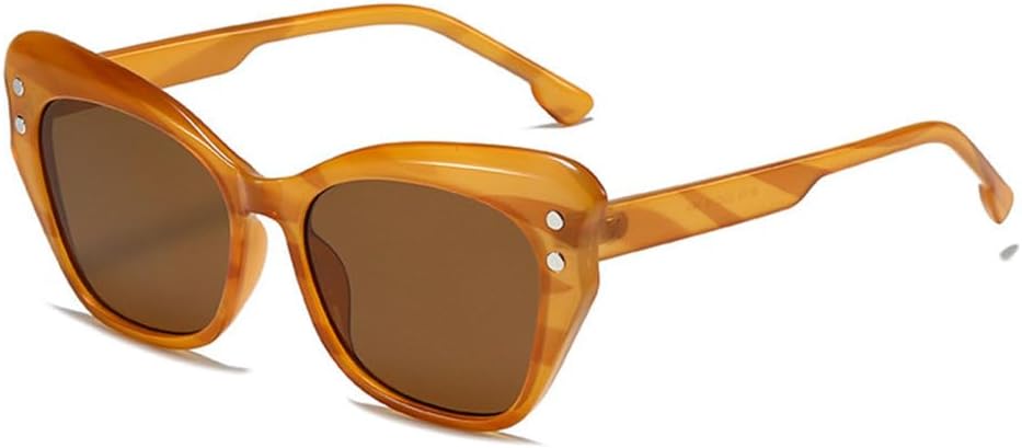 

Женские солнцезащитные очки большого размера 2027 года, модные, яркие, с защитой от УФ-излучения UV400, в стиле ретро, ​​мужские солнцезащитные очки с заклепками MTZJH, Brown Tea