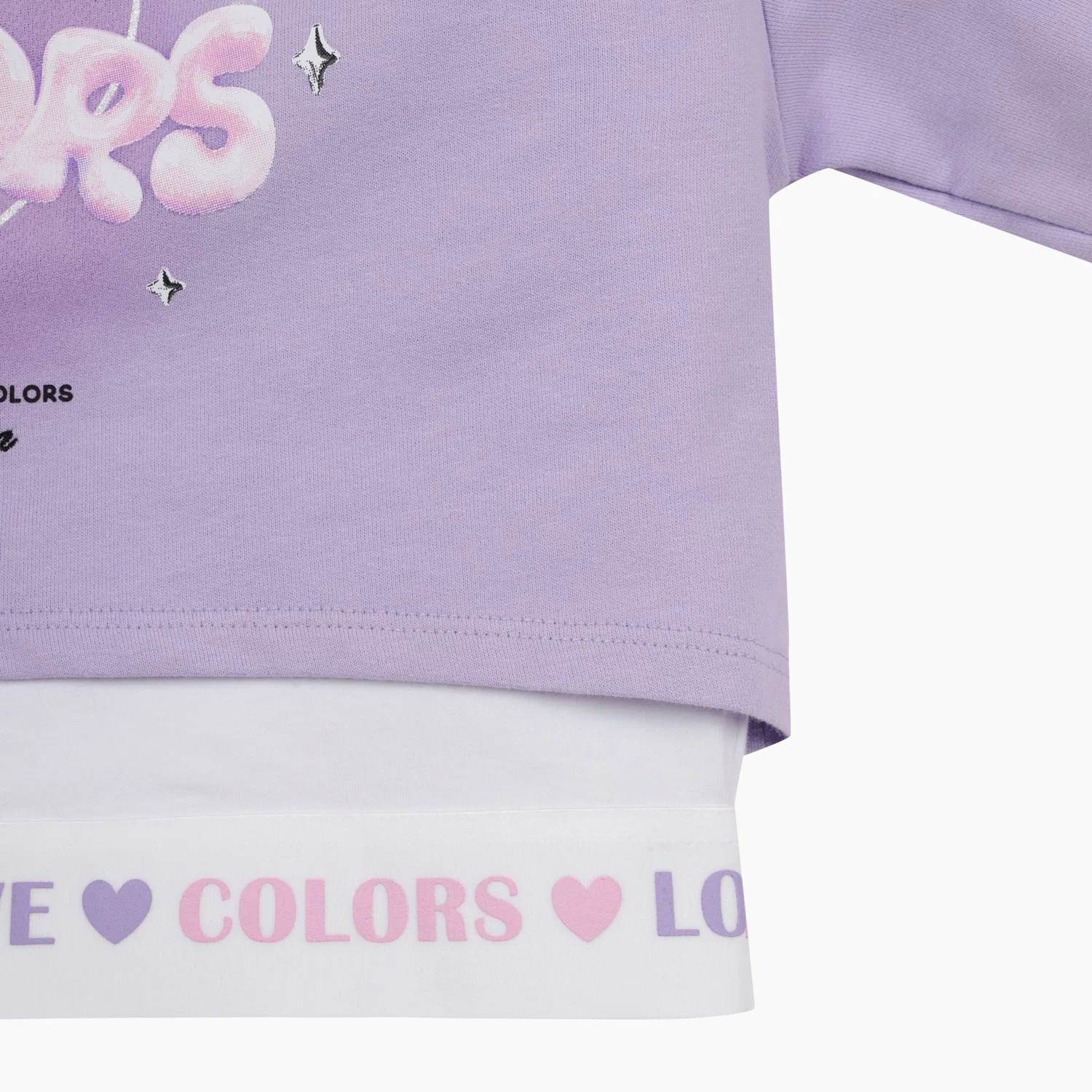 Детский укороченный свитшот Layered, фиолетовый, от Benetton Kids — фото 4