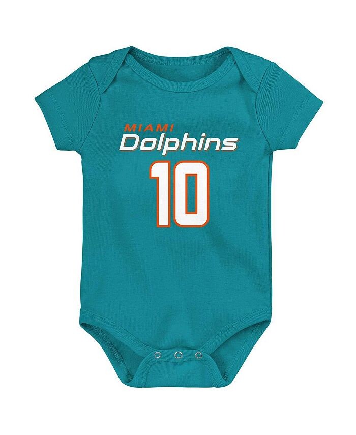 Боди темно-синего цвета для новорожденных Tyreek Hill Aqua Miami Dolphins Mainliner с именем и номером игрока Outerstuff, синий — фото 3
