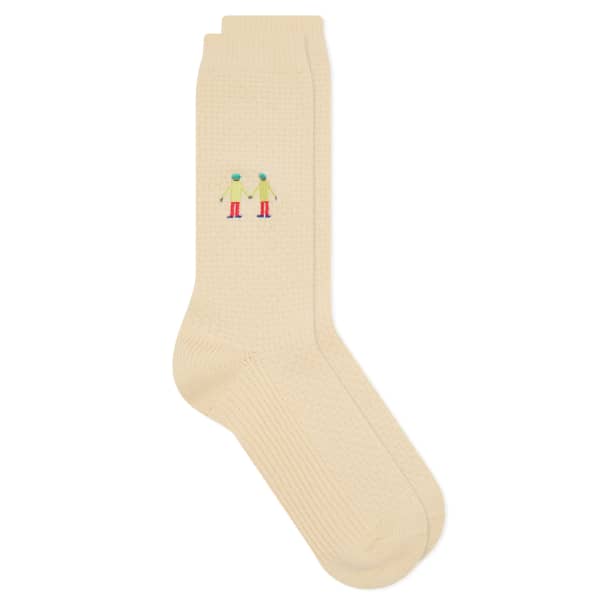 

Носки с вышивкой вафельной формы Folk, экрю