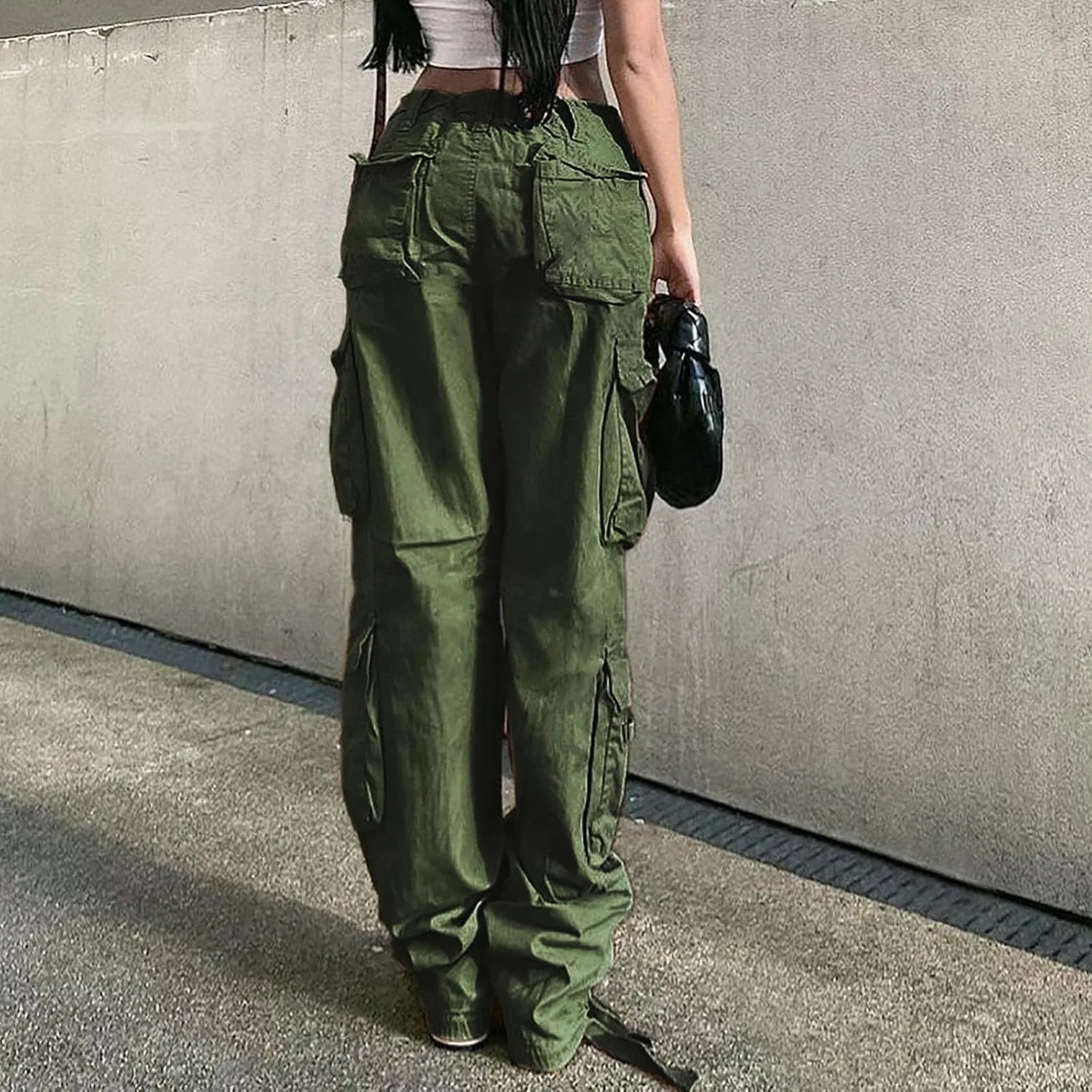Джинсы мешковатые карго, Y2K, Army Green — фото 3