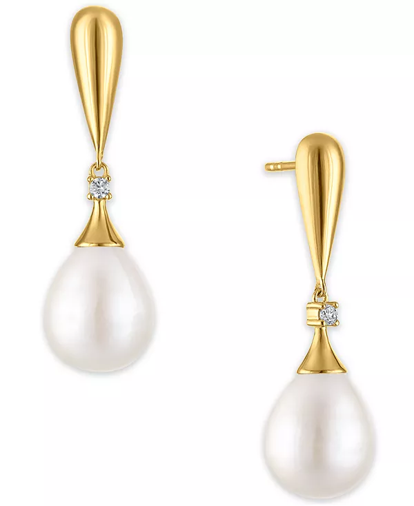 

Серьги-Подвески с культивированным пресноводным жемчугом и кубическим цирконием (7,56 карата) из 14-каратного золота на стерлинговом серебре Macy'S, gold