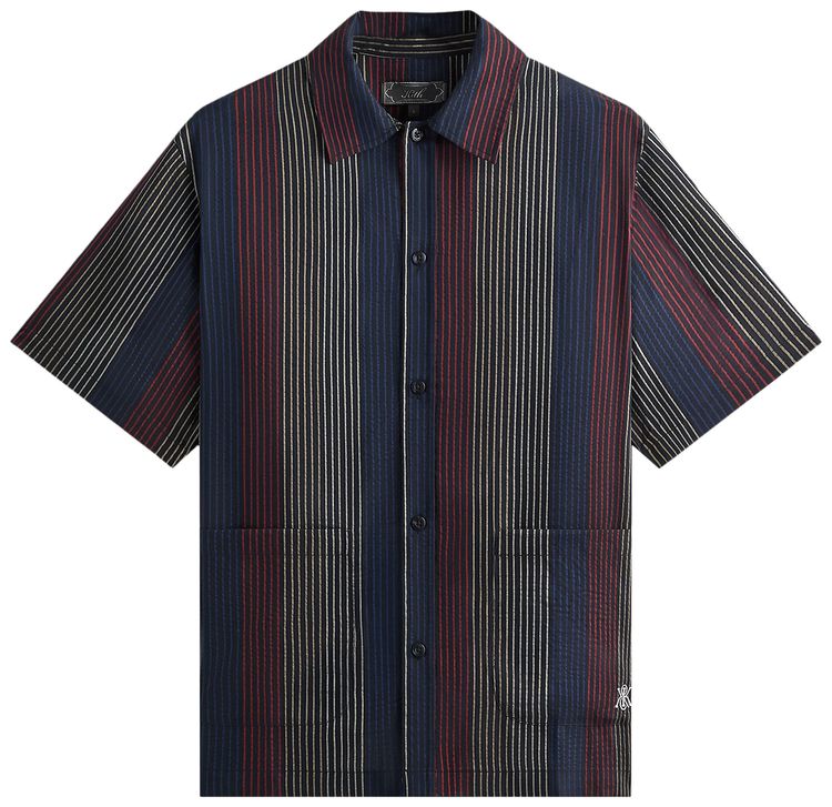 

Рубашка-рубашка Kith Seersucker с прямым воротником, модель «Ночная», синий