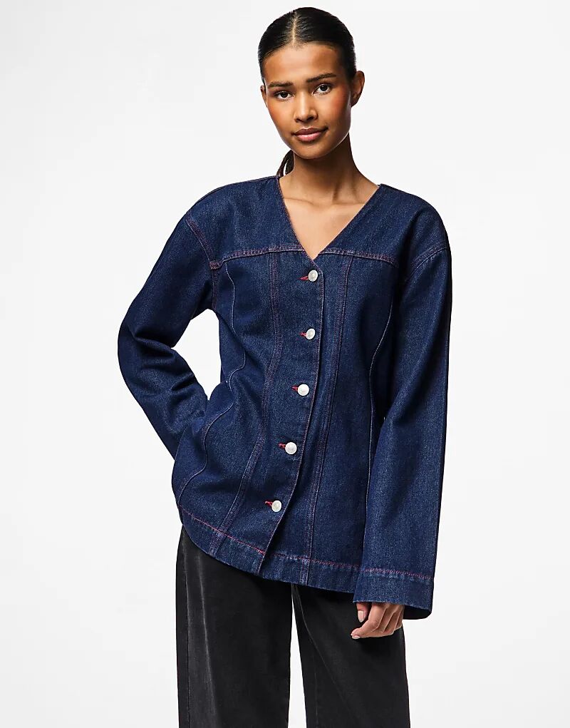 

Рубашка Pieces Denim цвета синий индиго