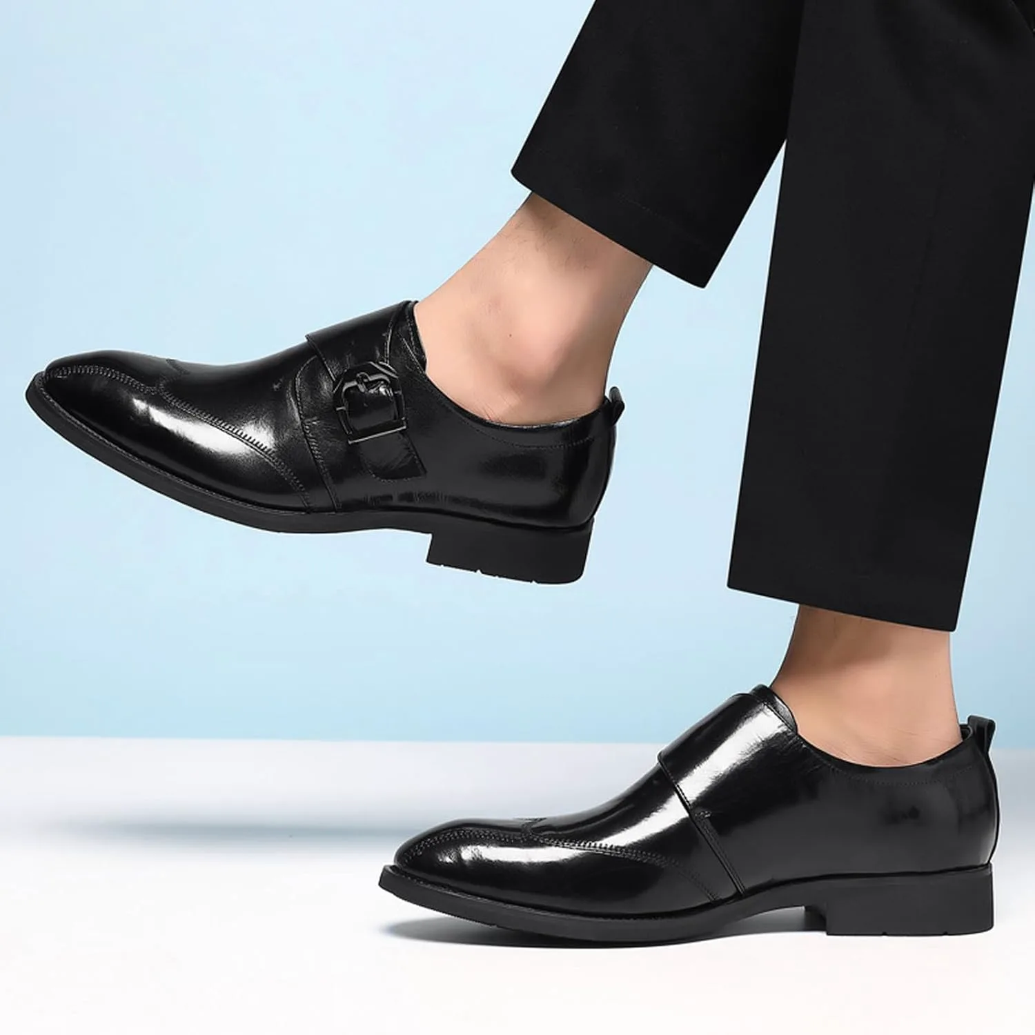 

Мужские кожаные оксфорды с монк-ремнем, классические туфли дерби с носком-кэп, модные деловые формальные туфли, дышащие свадебные туфли DirraBra, черный