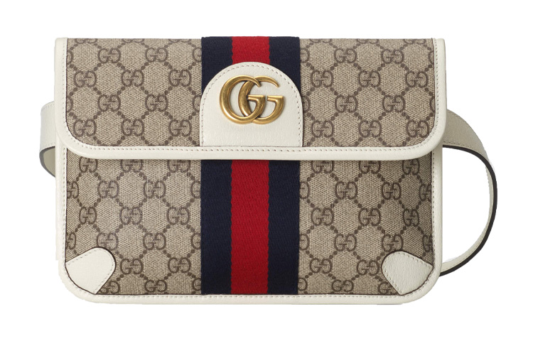 

GUCCI Канвасовая наплечная сумка Ophidia с кожаными вставками поясная сумка через плечо мужская черно-белая