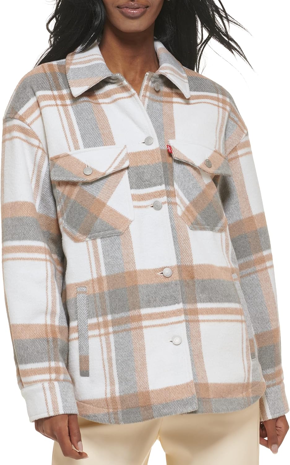 

Levi's Женская повседневная рубашка-куртка, Light Grey/Camel Plaid