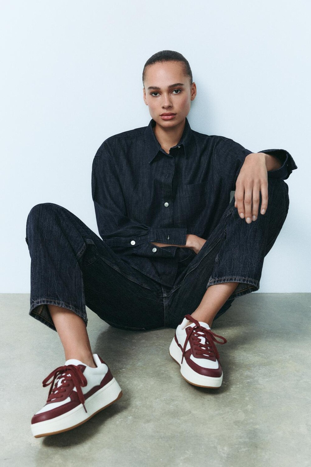 

Кроссовки color-block ZARA, бордово-красный