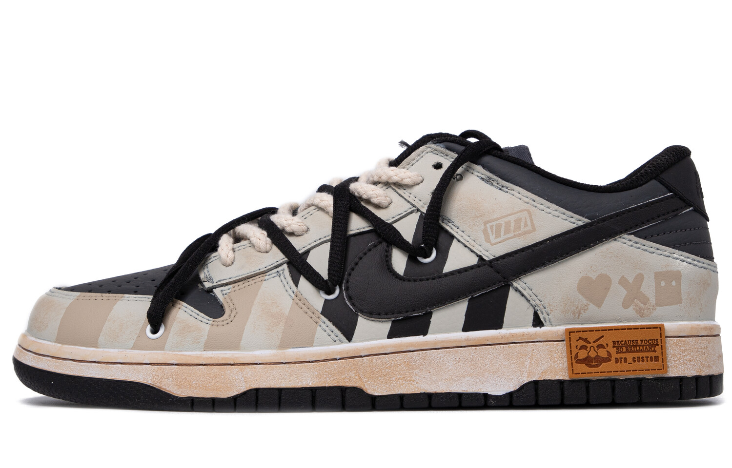 

Кроссовки Nike Dunk Skateboarding Shoes Men Low-top Black/White/Brown, черный