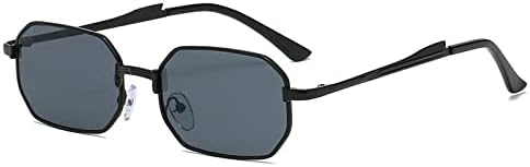 

Узкие солнцезащитные очки 2027 года, модные прямоугольные, для женщин и мужчин, металлические, для вождения, классические очки с защитой от УФ-излучения UV400 MTZJH, Black Grey