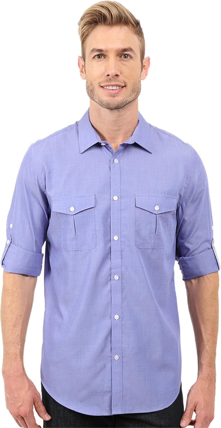 

Мужская рубашка Calvin Klein с длинным рукавом из хлопка и тенселя CH, Deep Periwinkle