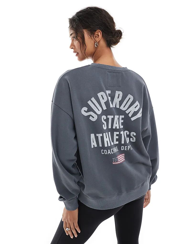 

Толстовка Superdry Athletic essentials с принтом Crew в цвете «уголь/бежевый»