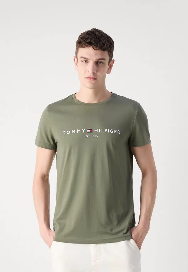 Футболка с вышитым логотипом, облегающая футболка с принтом. Tommy Hilfiger, Green — фото 3