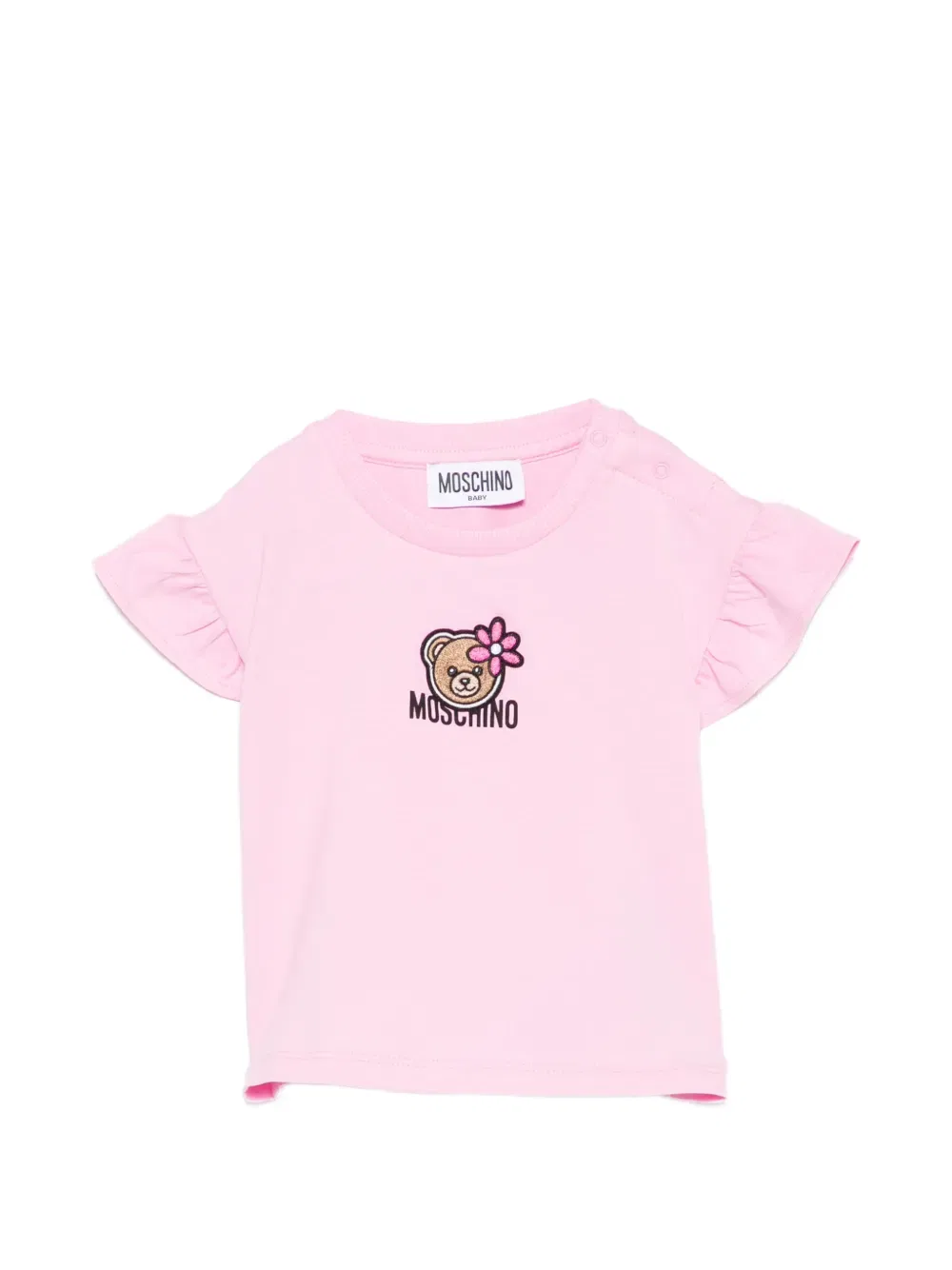 Футболка с рюшами и графическим принтом Moschino Kids, розовый