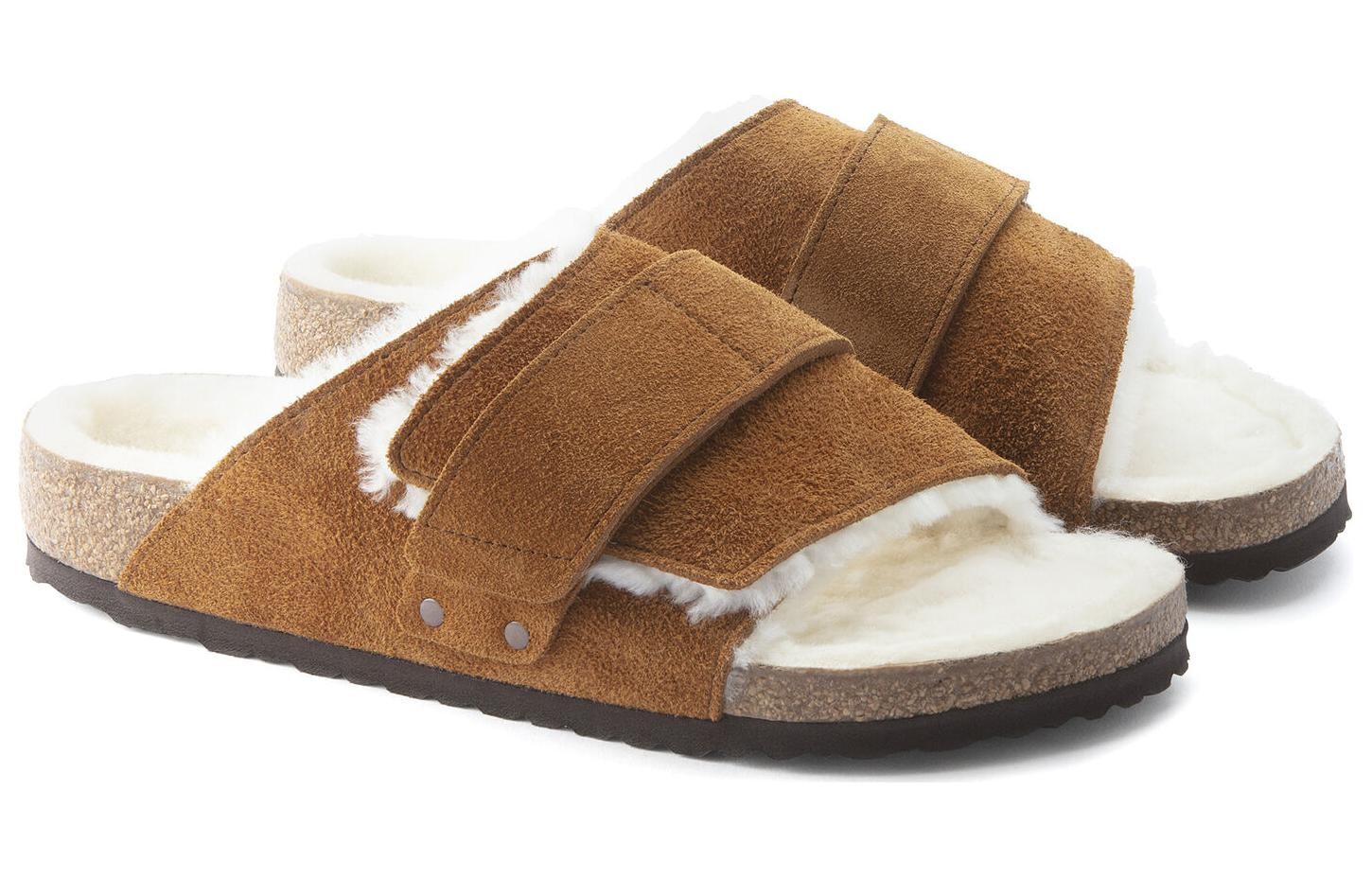 Шлепанцы Kyoto Shearling Suede Mink Birkenstock, цвет Tan — фото 3
