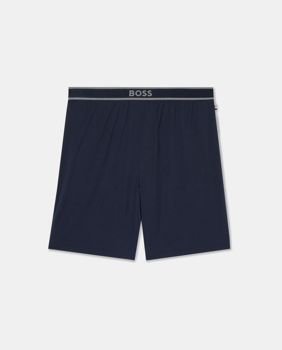 Короткие мужские пижамные штаны синего цвета из микромодала Boss, темно-синий — фото 4