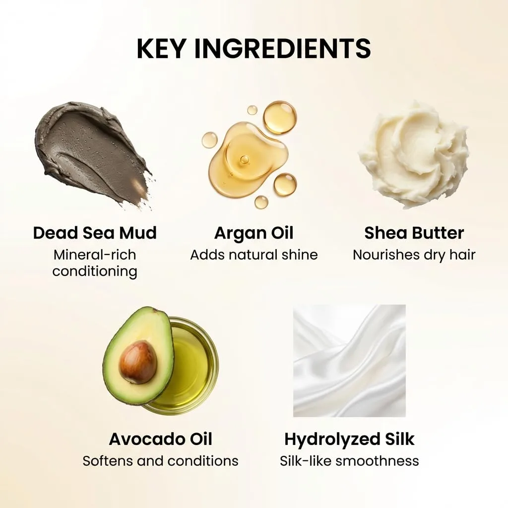 SEACRET Minerals Mud Hair Mask - глубоко кондиционирующая маска для сухих густых кудрявых волос, без силиконов, с грязью Мертвого моря, аргановым маслом и маслом ши, смягчает, увлажняет, облегчает расчесывание, 250 мл — фото 2