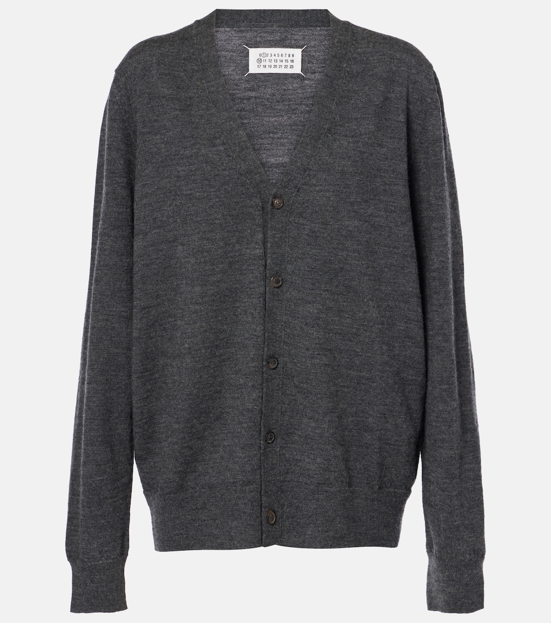 

Шерстяной кардиган с кожаной отделкой Maison Margiela, Charcoal