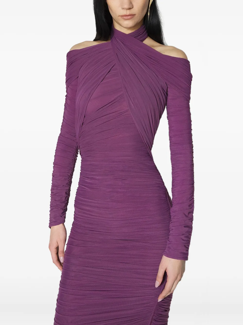 

Платье миди с драпировкой Mugler, фиолетовый