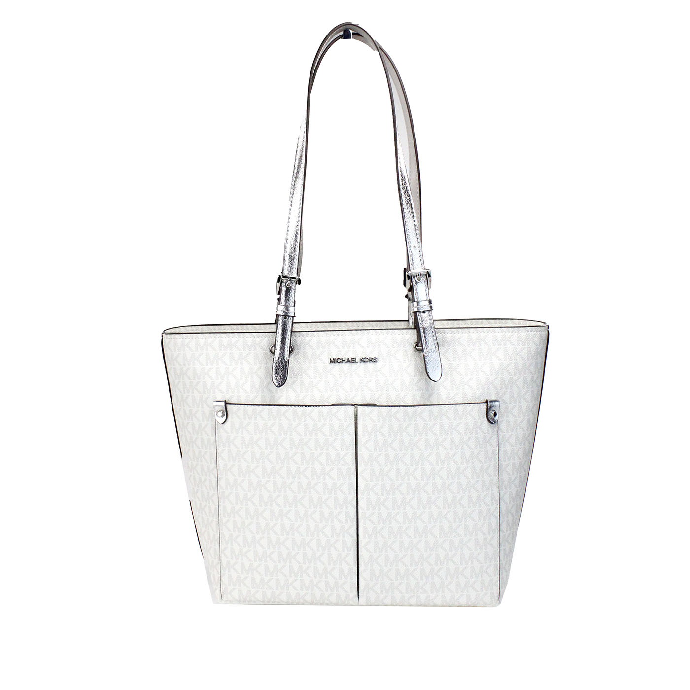 

Jet Set Medium Optic White Signature PVC сумка-тоут с двумя карманами Michael Kors