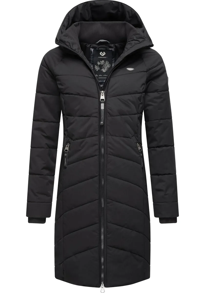 

Стеганое пальто Ragwear "Dizzie Coat", стильная стеганая зимняя парка с капюшоном на подкладке, черный