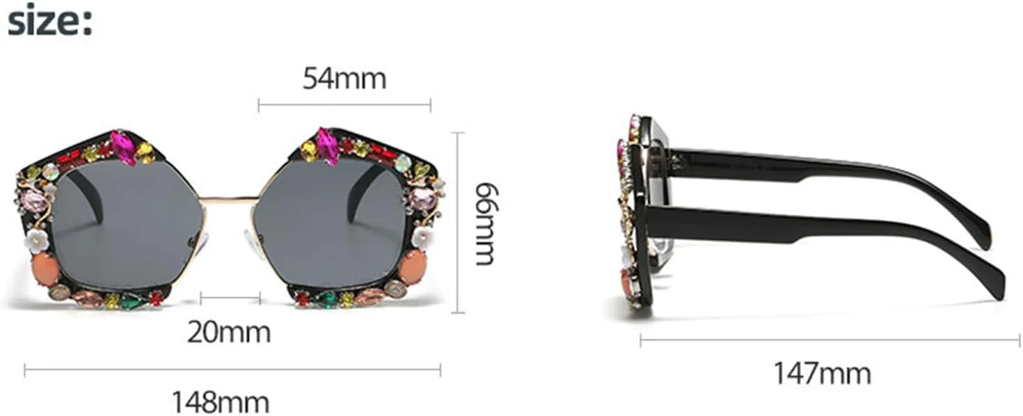 

Солнцезащитные очки Willochra Polygon Bling для женщин, модные квадратные очки в стиле Y2K, ретро, ​​блестящие стразы, градиентные линзы, 2pcs-black&leopard