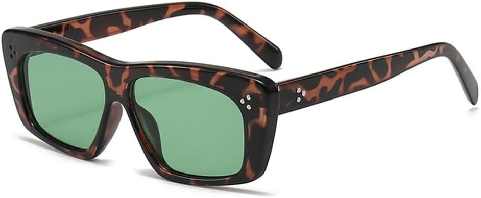 

2027 Большие квадратные солнцезащитные очки для женщин, модные, в крупной оправе, ретро, ​​розовые градиентные винтажные очки с зеркальными линзами MTZJH, Leopard Green