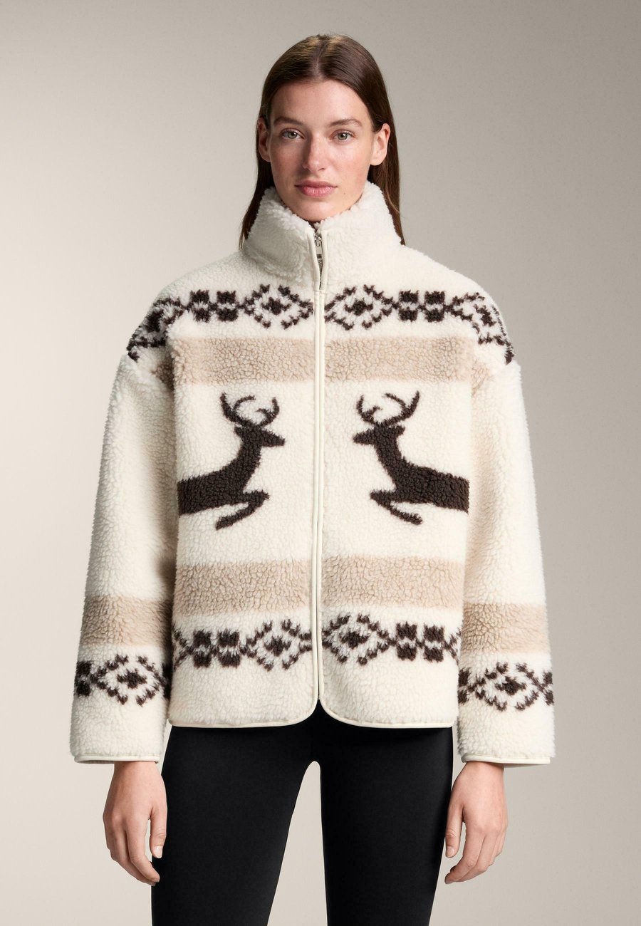 

Флисовая куртка OYSHO HALF-ZIP SKIER FAUX-SHEARLING, Stone/Beige