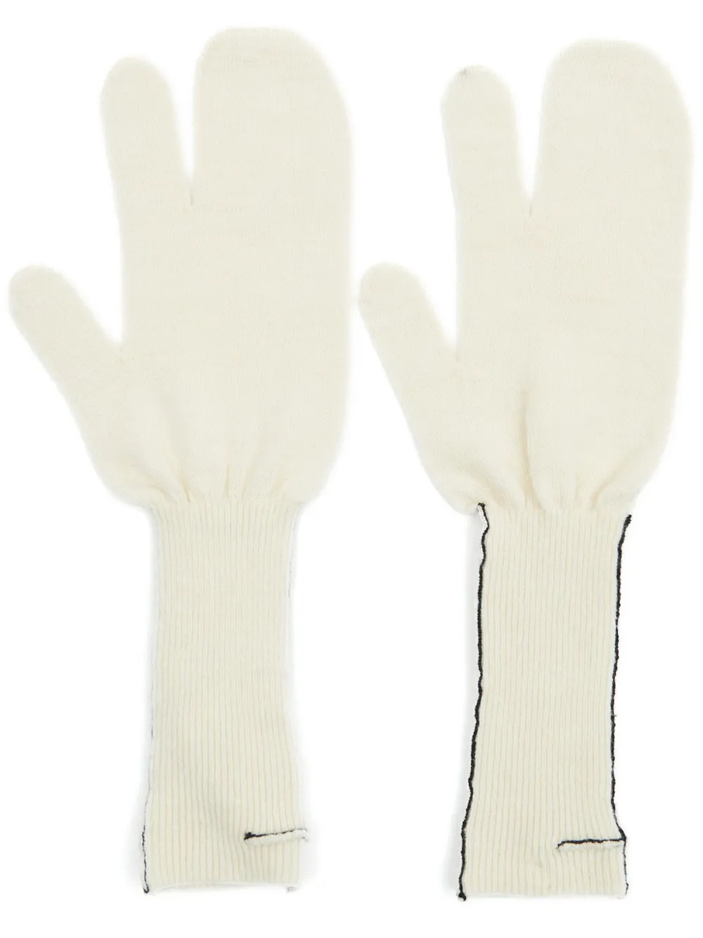 

Перчатки в рубчик с контрастной отделкой Mm6 Maison Margiela, бежевый