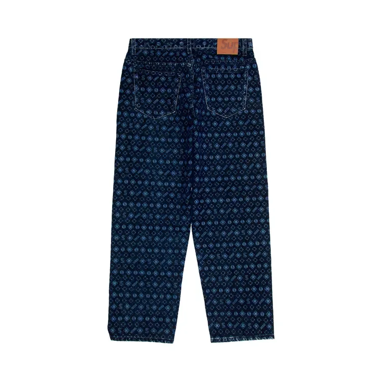 Джинсы Supreme Flocked Loose Fit Jean 'Blue' — фото 2