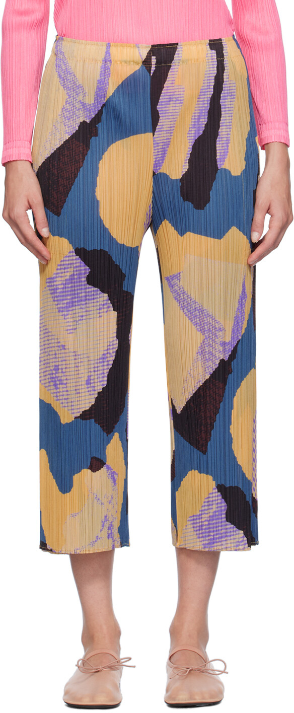 

Брюки цвета «Метеорит» темно-синего и оранжевого цветов PLEATS PLEASE ISSEY MIYAKE