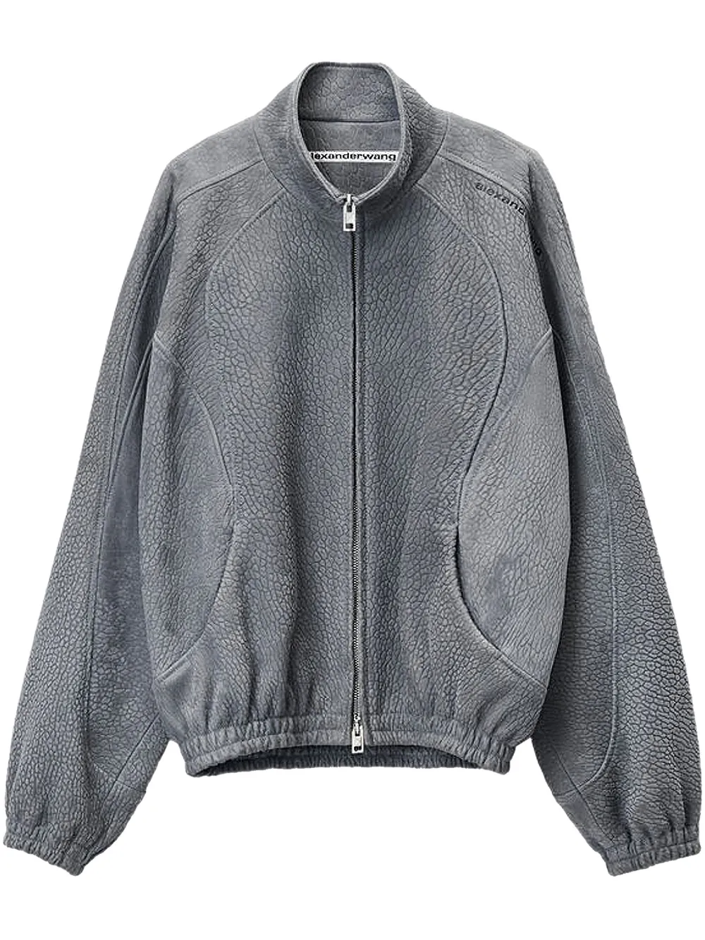 

Кожаная спортивная куртка Alexander Wang, серый