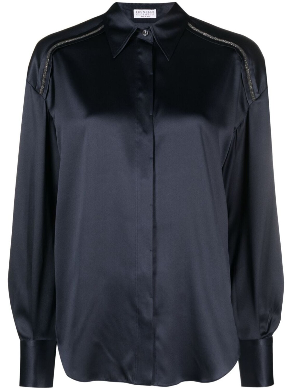 

Brunello Cucinelli шелковая рубашка с декором Monili, синий