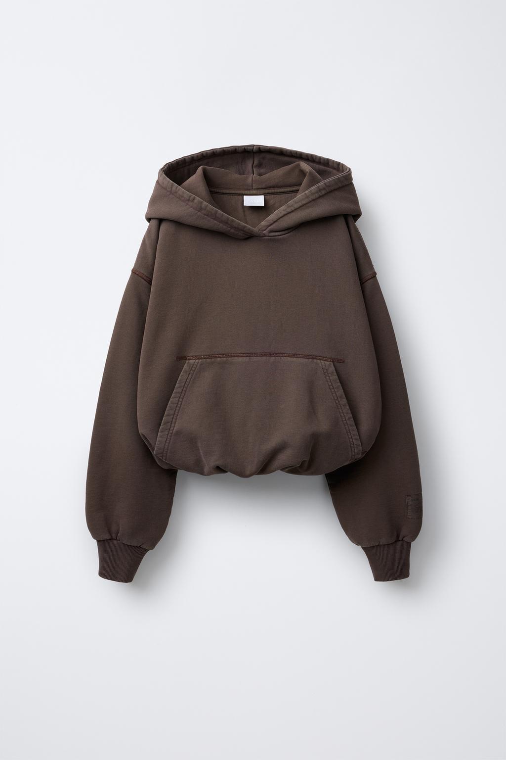 

Укороченная толстовка с этикеткой "воздушный шар" ZARA, цвет Chocolate