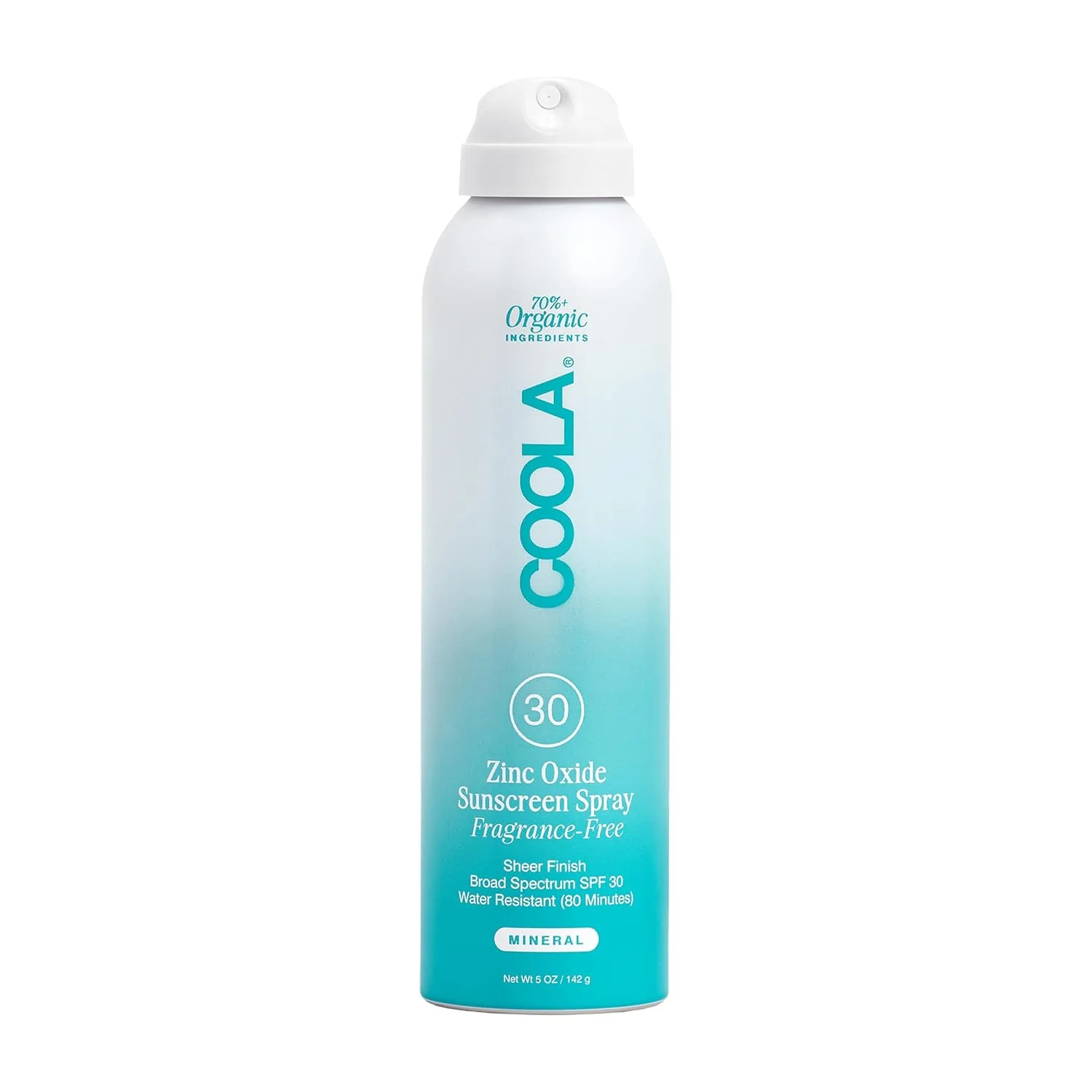 Солнцезащитный спрей COOLA Organic Mineral Sunscreen SPF 30, протестирован дерматологами, обеспечивает ежедневную защиту кожи, подходит для веганов и не содержит глютена, без отдушек, 140 мл.