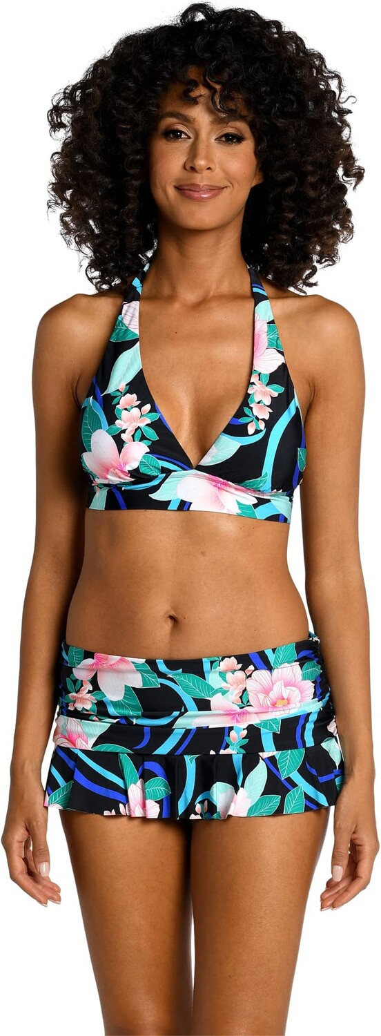 

Пляжный топ La Blanca Nightfall Blooms Banded Halter Top, черный