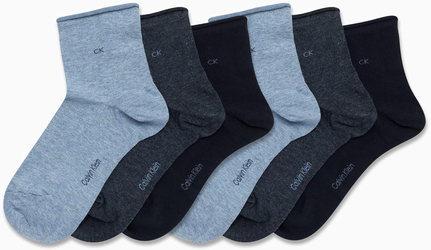 Женские носки Calvin Klein Crew Socks - 6 пар мягких хлопковых носков с отворотами на манжете, мини/средней длины, для женщин (размер обуви: 4-10), Assorted — фото 2