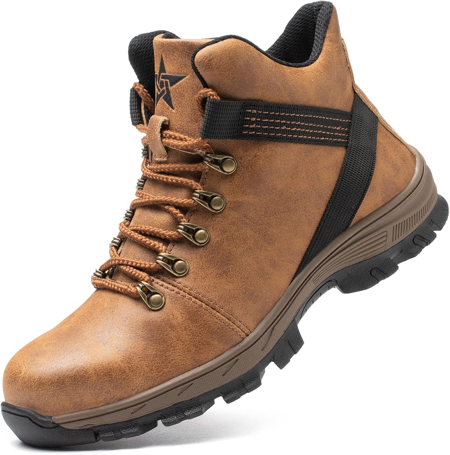 

Мужские ботинки Micoklinlin с стальным носком, водонепроницаемые, легкие, защитная обувь, слипоны для работы, кроссовки для мотоцикла, коричневый